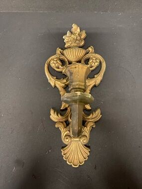 Vintage SYROCO Candle wall Sconce Gold Ornate Floral Holder From ‘60s